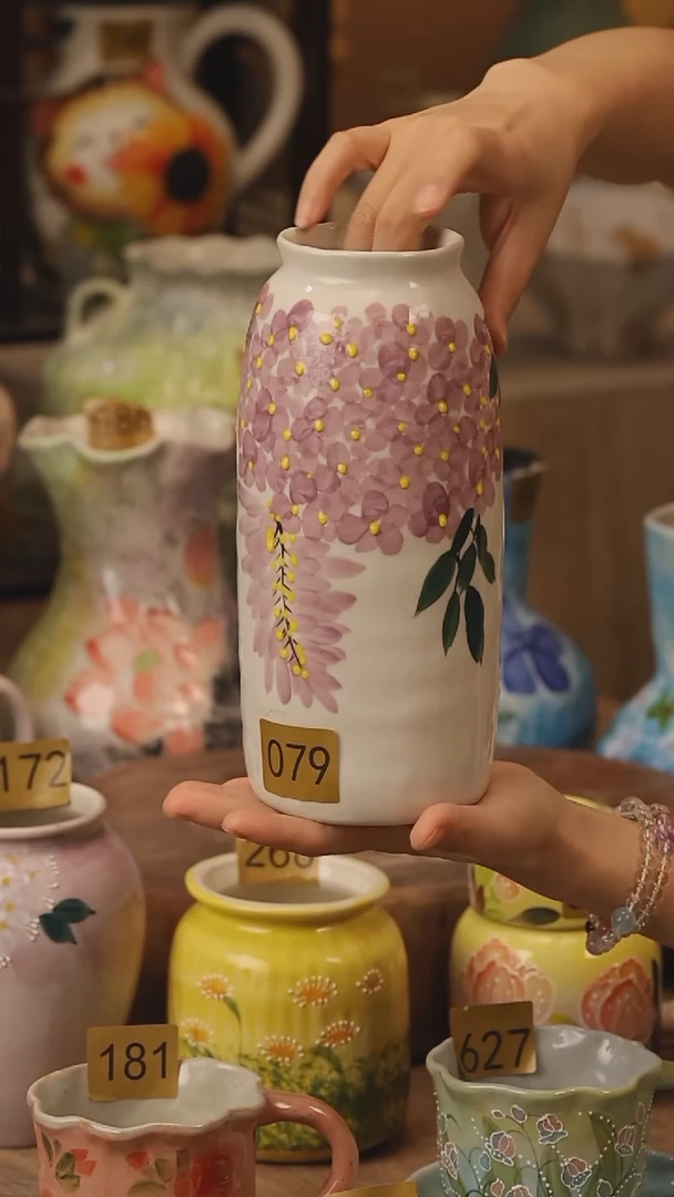 陶瓷079景德镇设计师手作花器摆件侘寂风