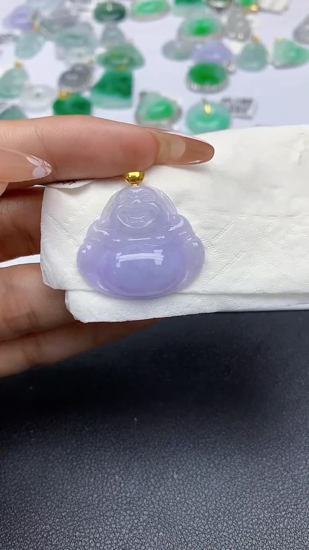 颈饰18K金镶嵌翡翠a货假一赔三支持复检百元上9元证书费自理