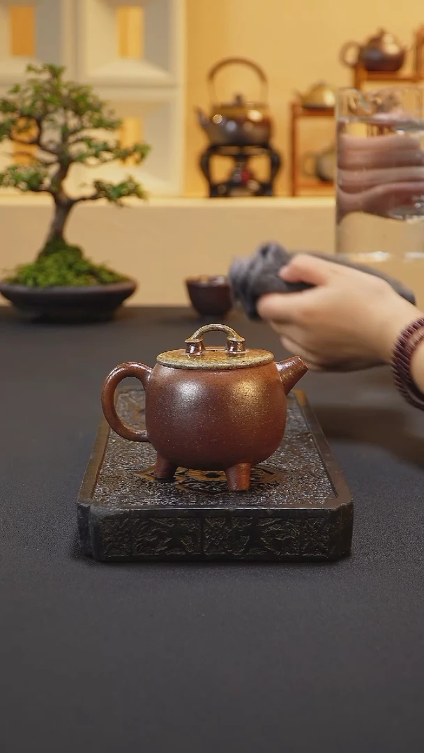 茶壶紫砂纯自然柴烧