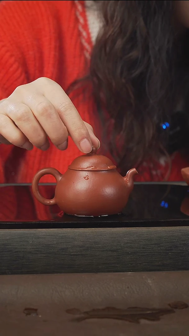茶壶紫砂潘壶，朱泥，100cc