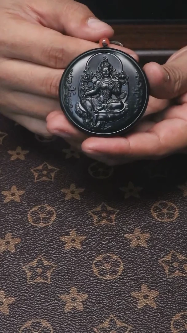 和田玉未镶嵌颈饰JYHG01009观音度母圆牌