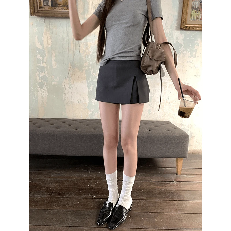 【璀璨之恋】春夏新款气质显瘦A字短裙女时尚设计感开衩半身裙