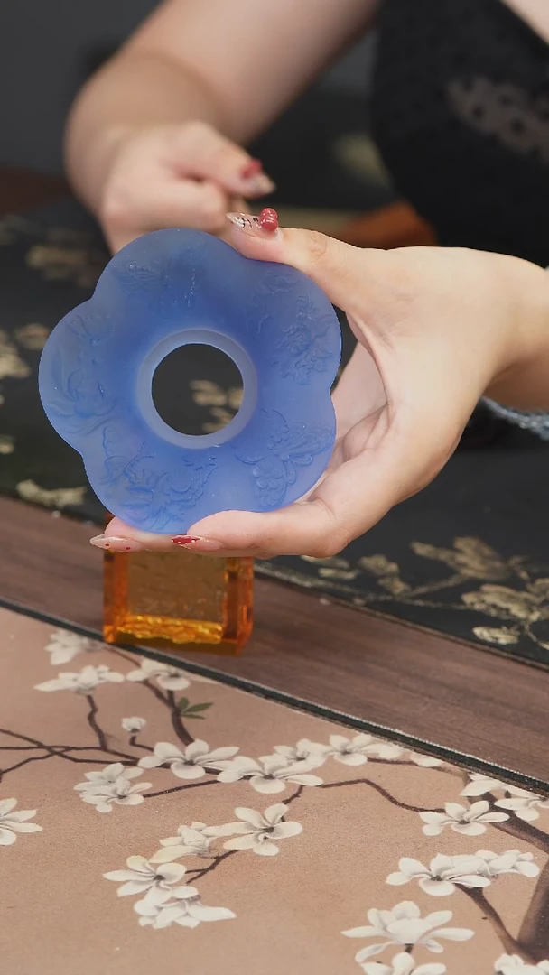 手工艺品琉璃娜****?蓝色琉璃茶漏