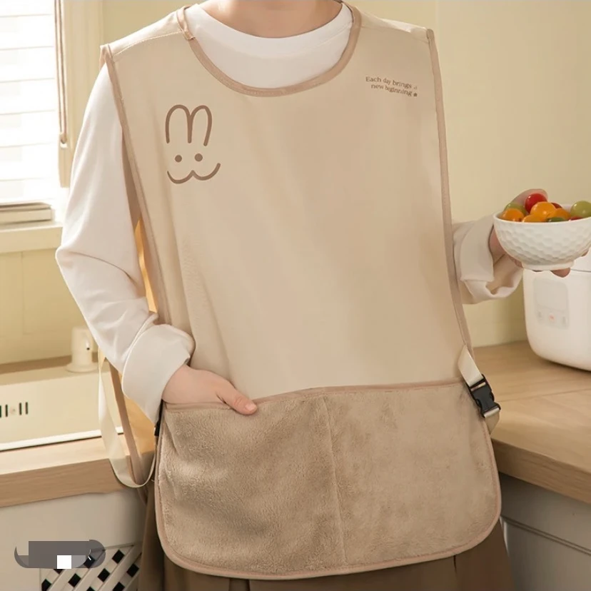 韩版时尚奶油风防泼水防污围裙无袖可擦手