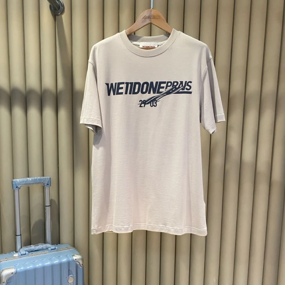WE11DONE25年春夏新款男士轻奢休闲经典时尚圆领T恤银灰色和白色