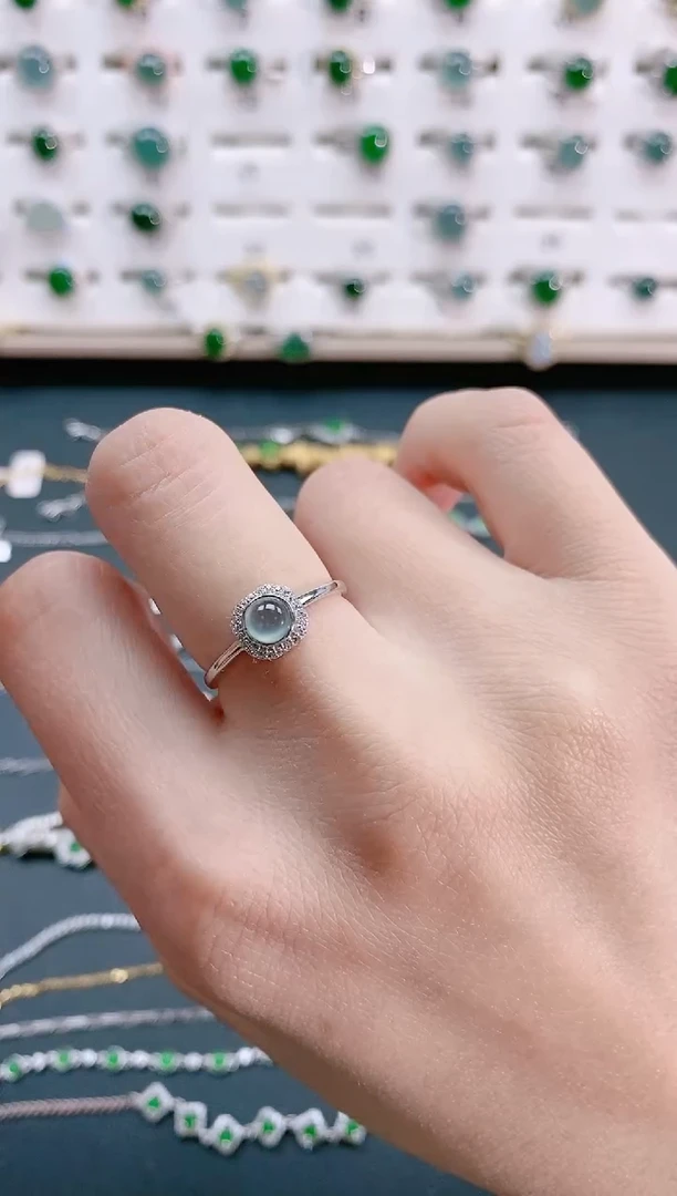 【闪购商品】翡翠戒指银S925镶嵌 天然翡翠