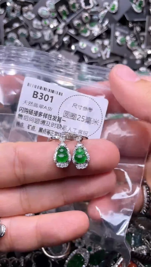 翡翠未镶嵌颈饰B301耳扣