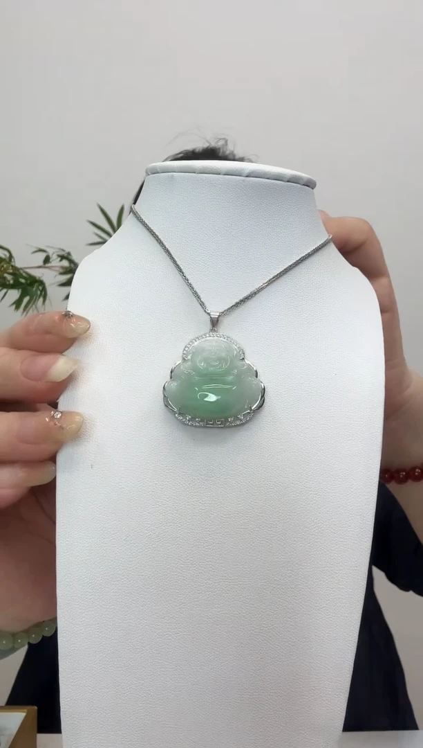 翡翠银S925镶嵌吊坠(赠链)佛公