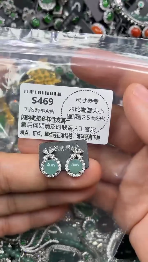 颈饰未镶嵌翡翠S469耳钉
