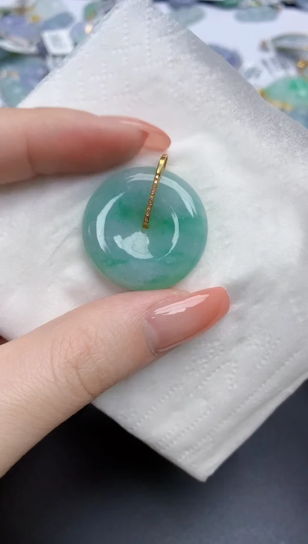 【闪购商品】翡翠颈饰18K金镶嵌天然缅甸翡翠A货