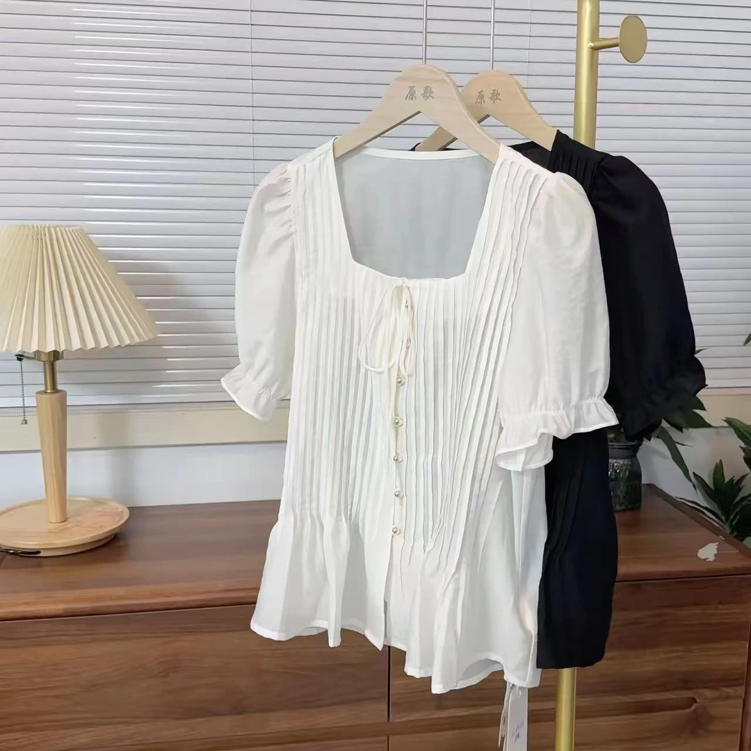 【原歌】YG夏季新款爆款掐腰短袖超好看独特漂亮小衫YG726