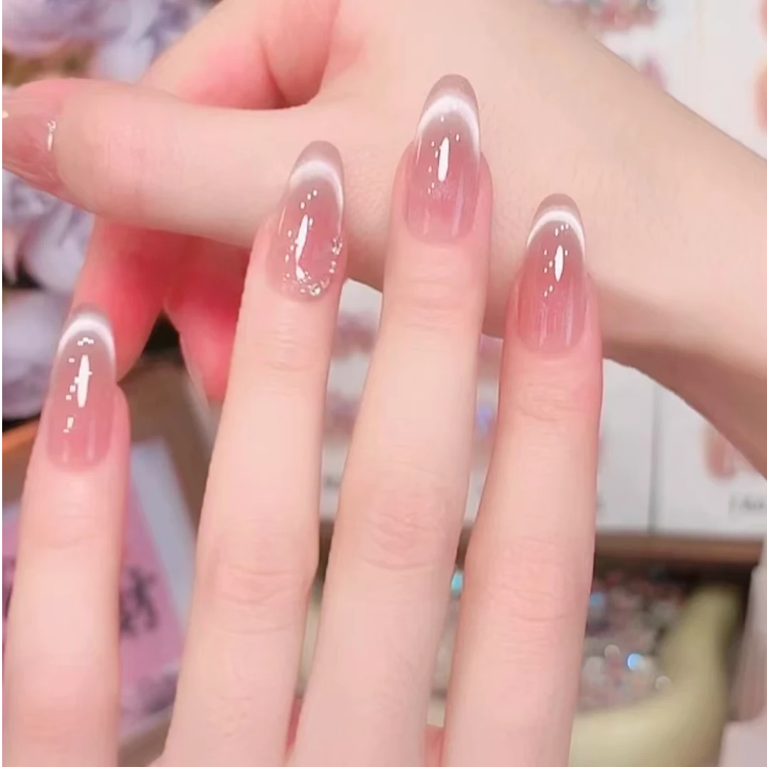 【清瑶】法式猫眼纯手工短款穿戴甲裸色纯欲显白ins风温柔气质美甲