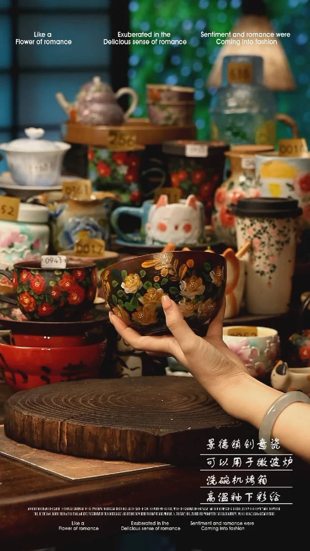 陶瓷景德镇高温釉下彩手工手绘款式