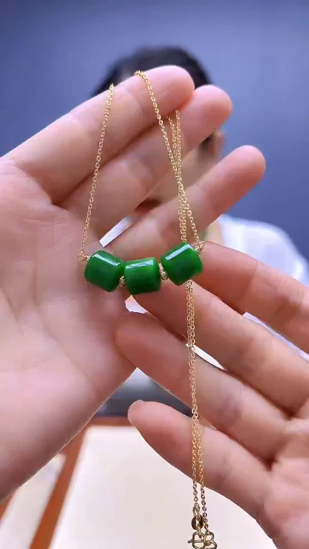 颈饰14K金镶嵌翡翠随昔diy颈饰