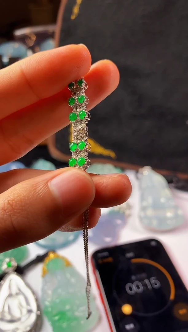 18K金镶嵌定制翡翠供**～PA-手链