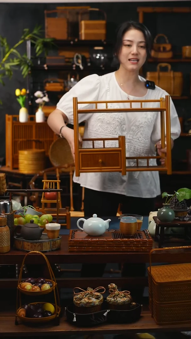 久香手工竹丝博古架