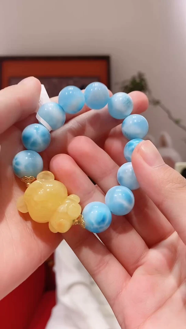 未镶嵌针钠钙石（海纹石）手串海纹石