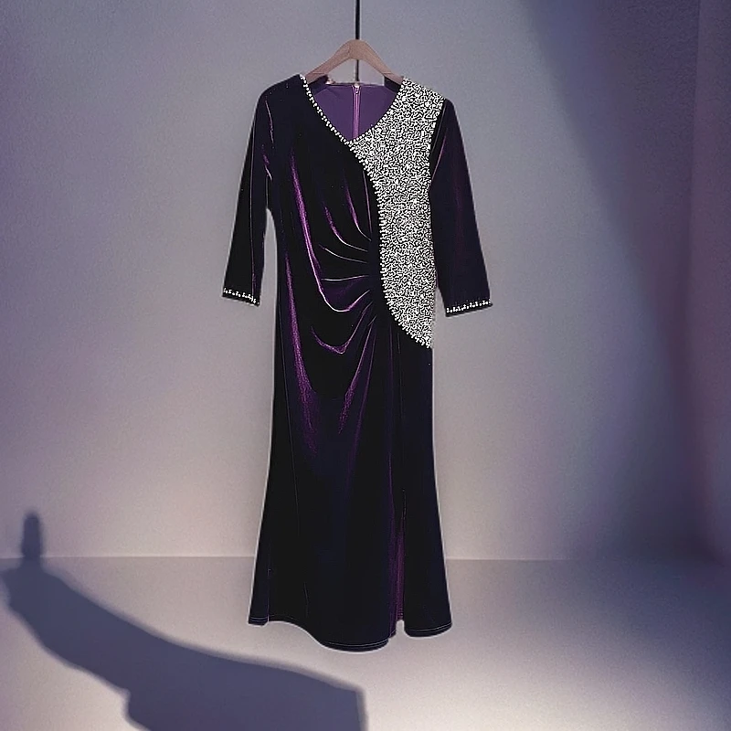 238136设计师新款高端时尚显瘦百搭洋气连衣裙高贵大方优雅长款