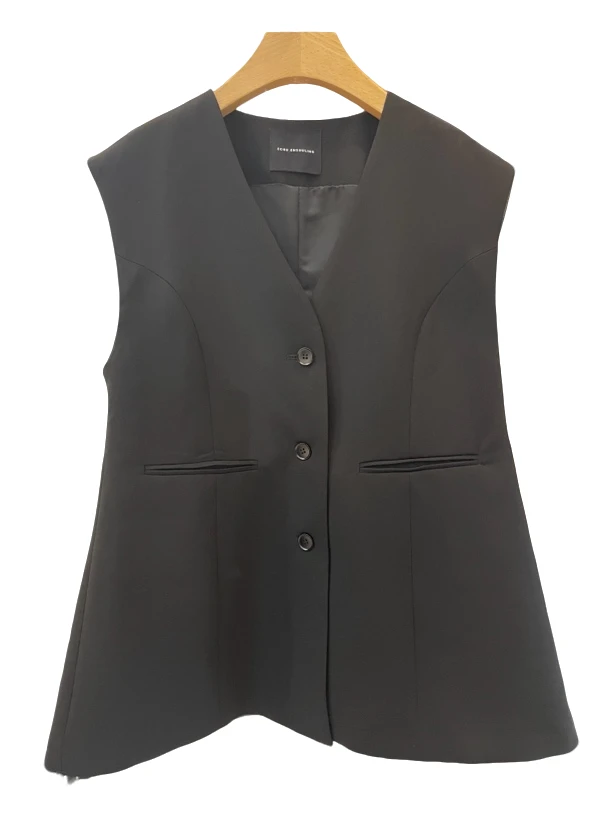 NO退NO换收腰马甲 百搭简约 V领显瘦气质时尚女士黑色无袖马夹