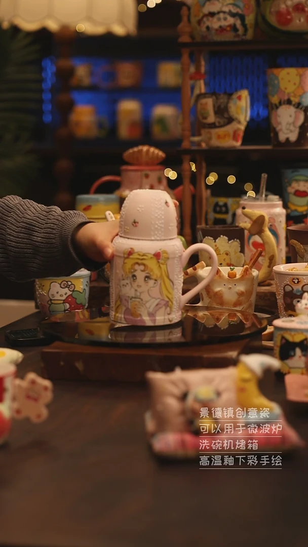 陶瓷景德镇可爱陶瓷釉下彩绘设计师款