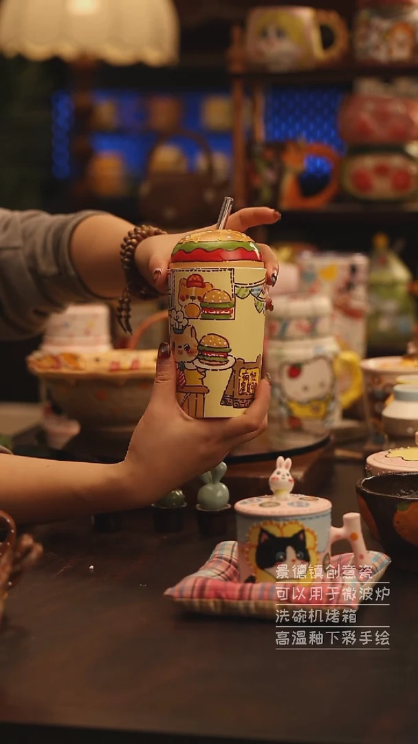 陶瓷景德镇可爱陶瓷釉下彩绘设计师款