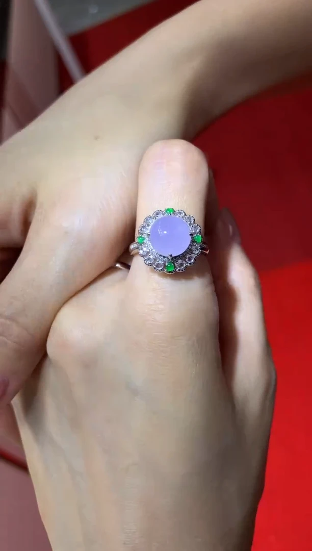 18K金镶嵌戒指翡翠|不退不换