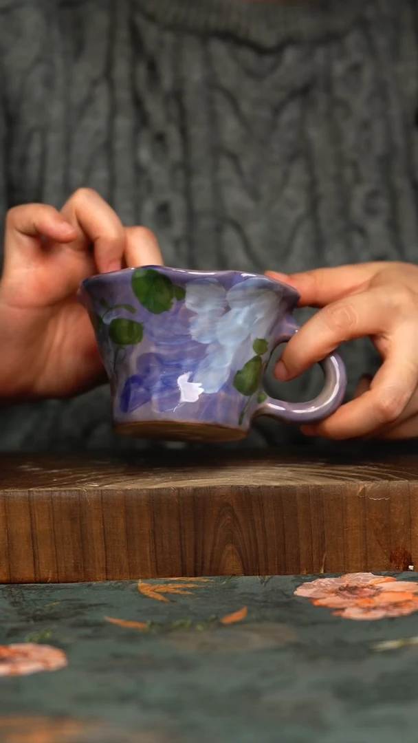杯釉下彩手工手绘同款陶器