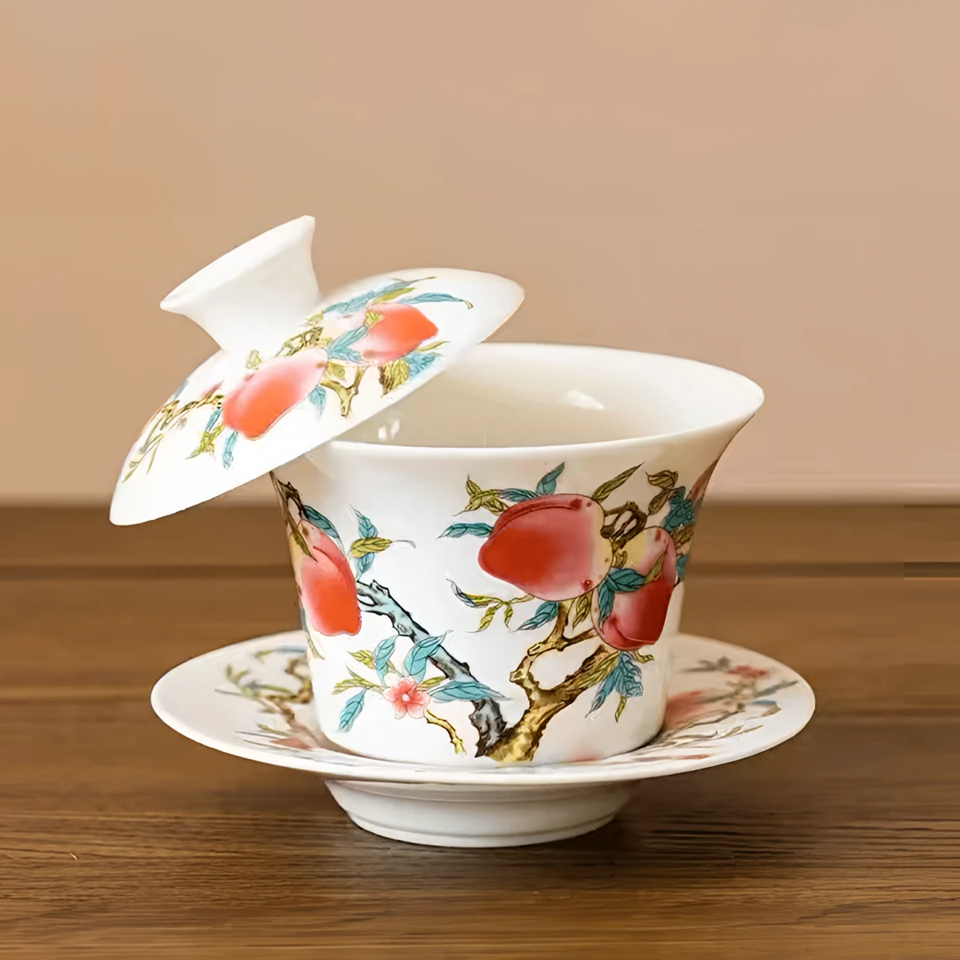 九桃五福悬停三才盖碗ZHZ072