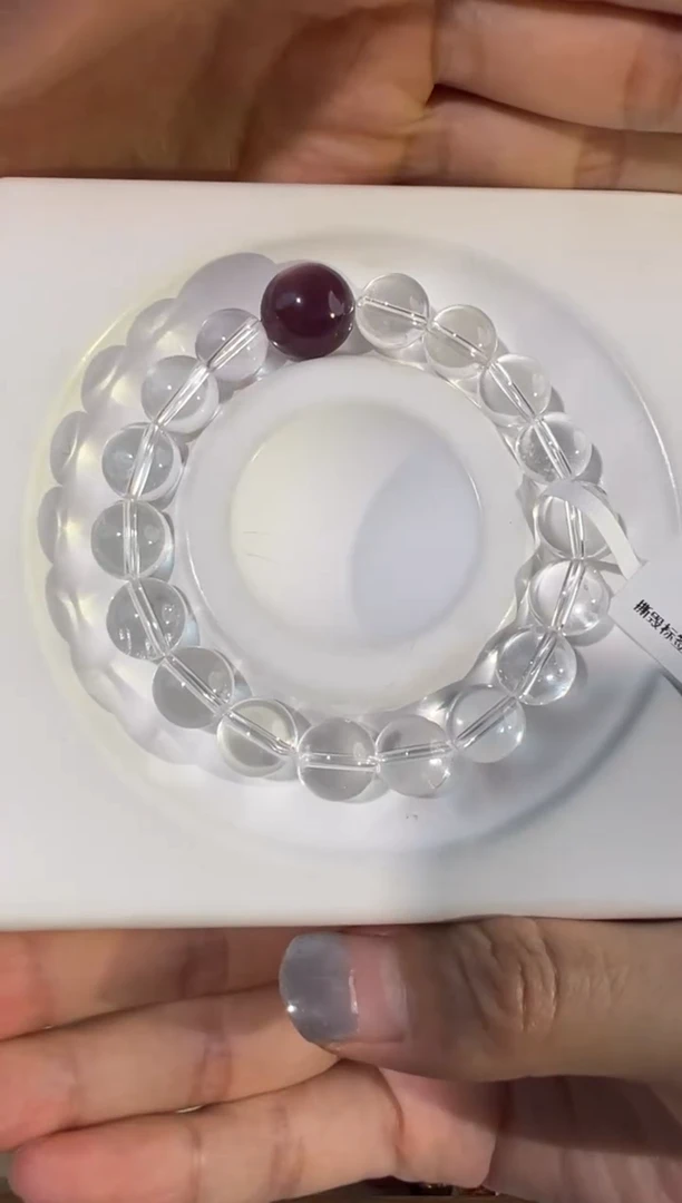 水晶手串未镶嵌 【香水玫瑰】白水+紫锂云母