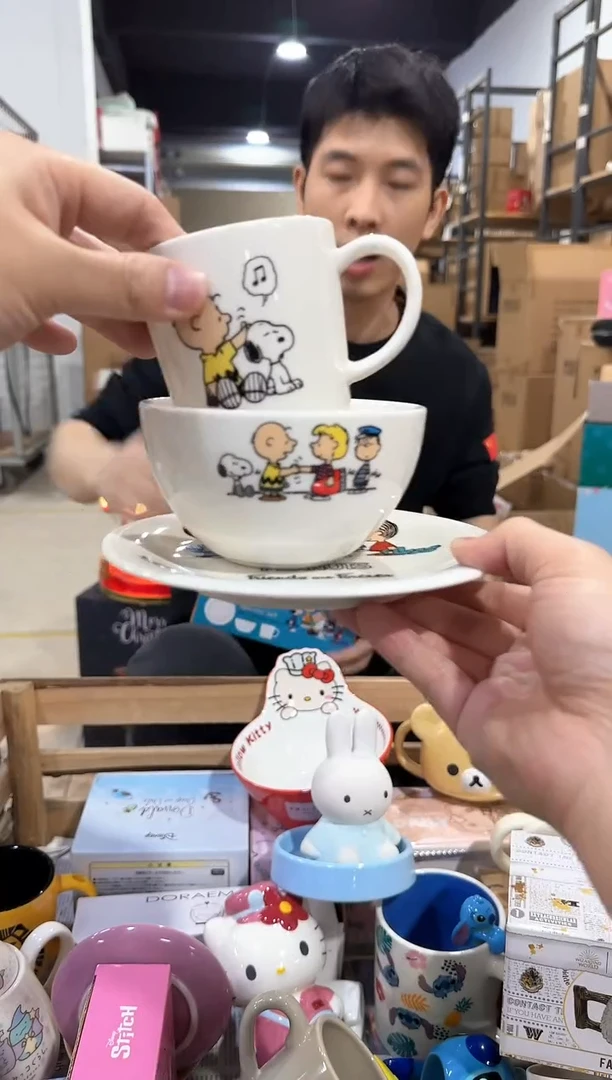 瓷片原盒史努比餐具3件套