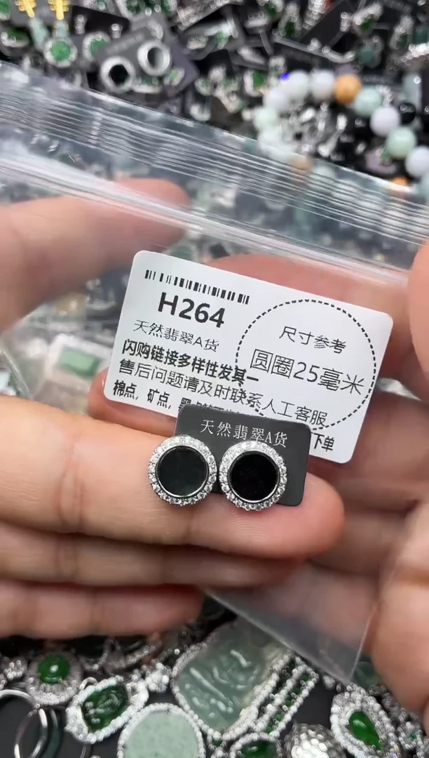 翡翠未镶嵌颈饰H264耳钉