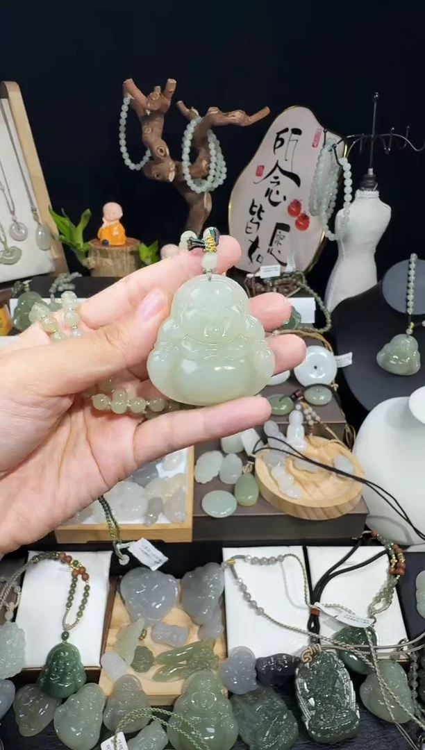 颈饰未镶嵌和田玉沙*45高冰佛公
