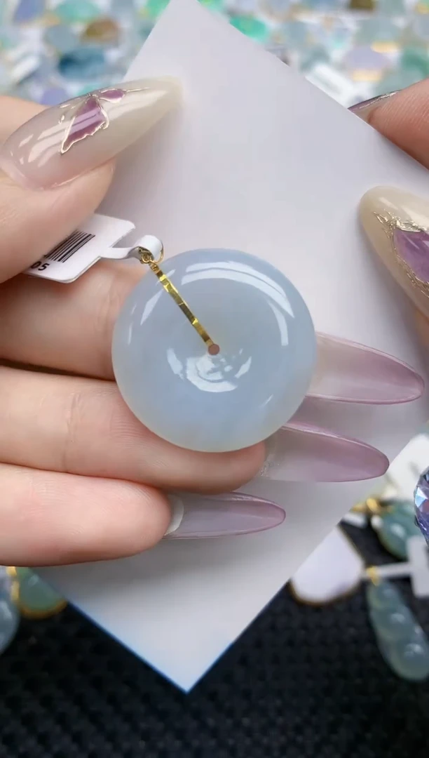 翡翠挂件18K金镶嵌374   天然翡翠A货