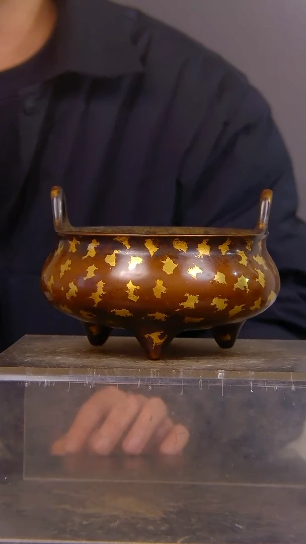 坤山水铜缘紫铜香炉结缘1111