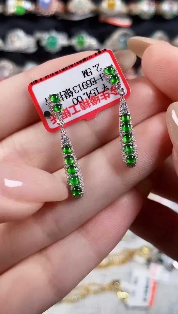 银S925镶嵌戒指翡翠 天然A货翡翠52