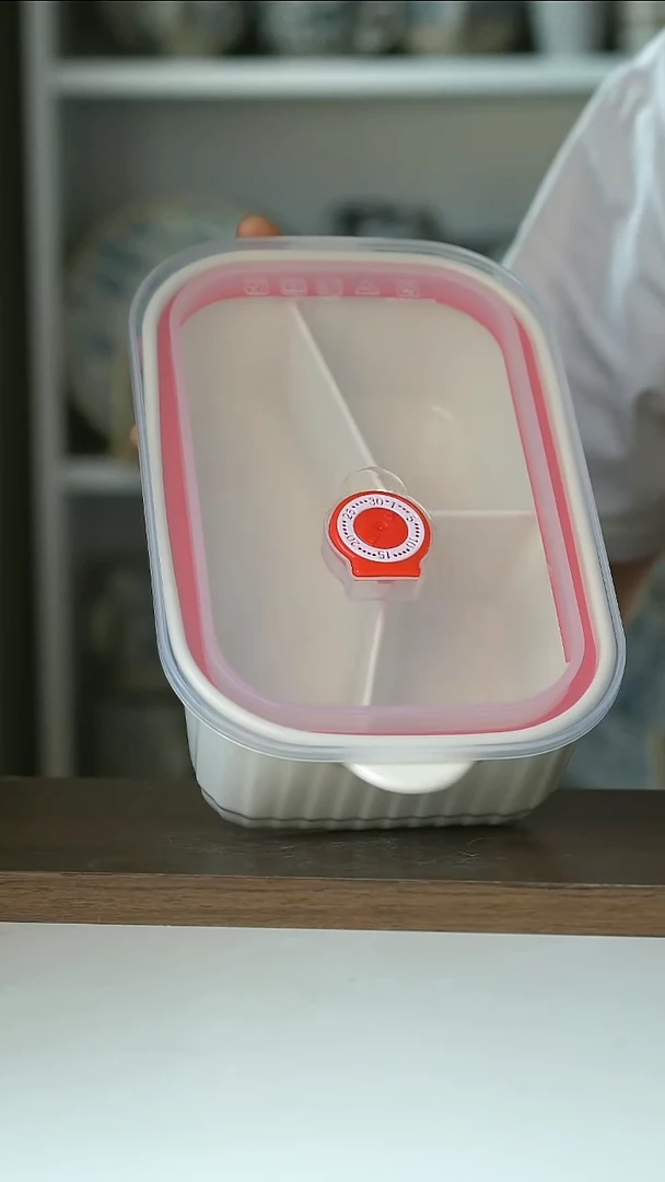 陶瓷微瑕字母浮雕三格便当盒23cm@4-2@