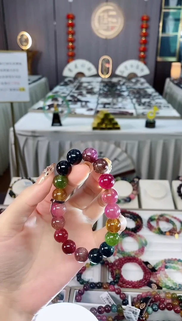 未镶嵌老矿碧玺色标透体单圈手串11mm+碧玺dan多样性发货一条