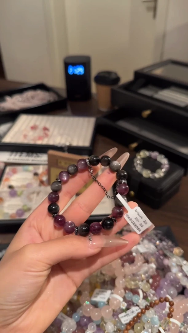 水晶手链合金黑紫x328