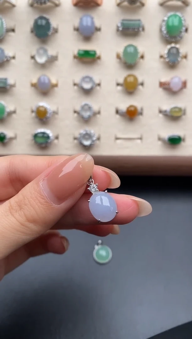 银S925镶嵌戒指翡翠一物一证一礼盒