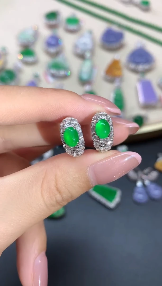 翡翠18K金镶嵌耳饰耳饰|26800