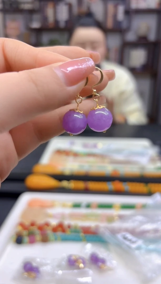 【闪购商品】翡翠耳饰14K金镶嵌耳勾E494