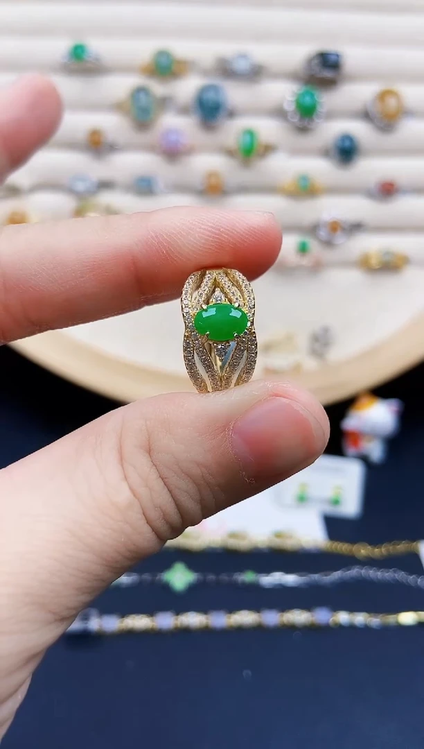 翡翠戒指银S925镶嵌21