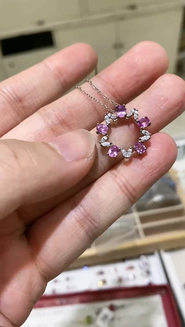 【闪购商品】蓝宝石颈饰银S925镶嵌吊坠