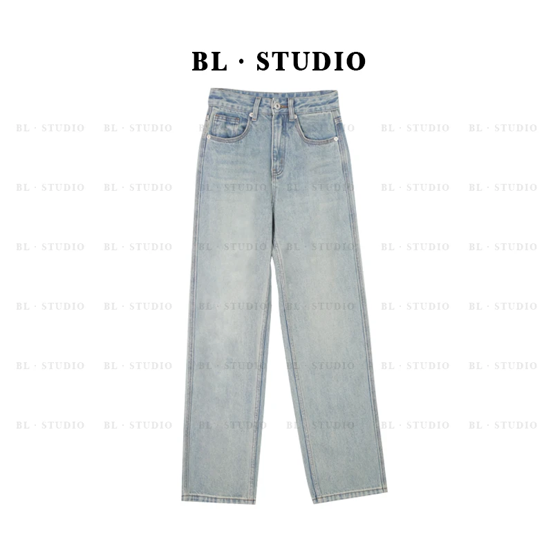 【贝贝】高腰直筒时尚休闲百搭裤子显瘦牛仔裤BL-4045