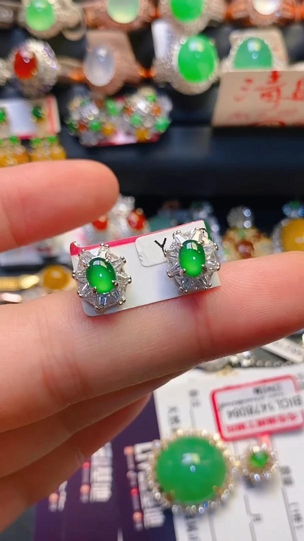 银S925镶嵌戒指翡翠天然