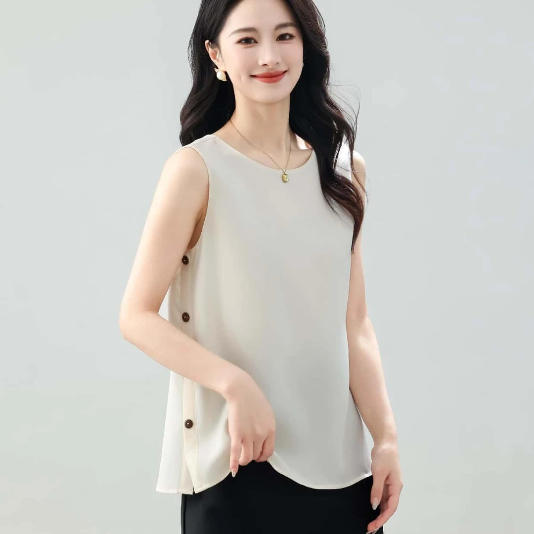 桑蚕丝无袖女上衣JD-8k043