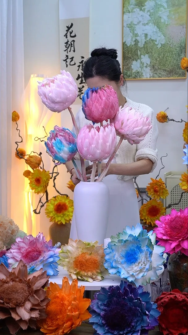 永生洋蓟桃夭3头+冰激凌+浅彩虹8035