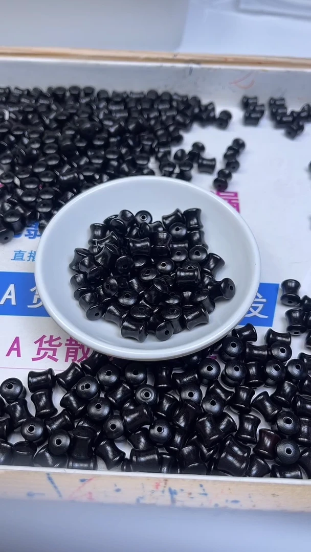 风车木（黑檀木）散珠D375 黑檀木竹节8*10mm30个8.8元