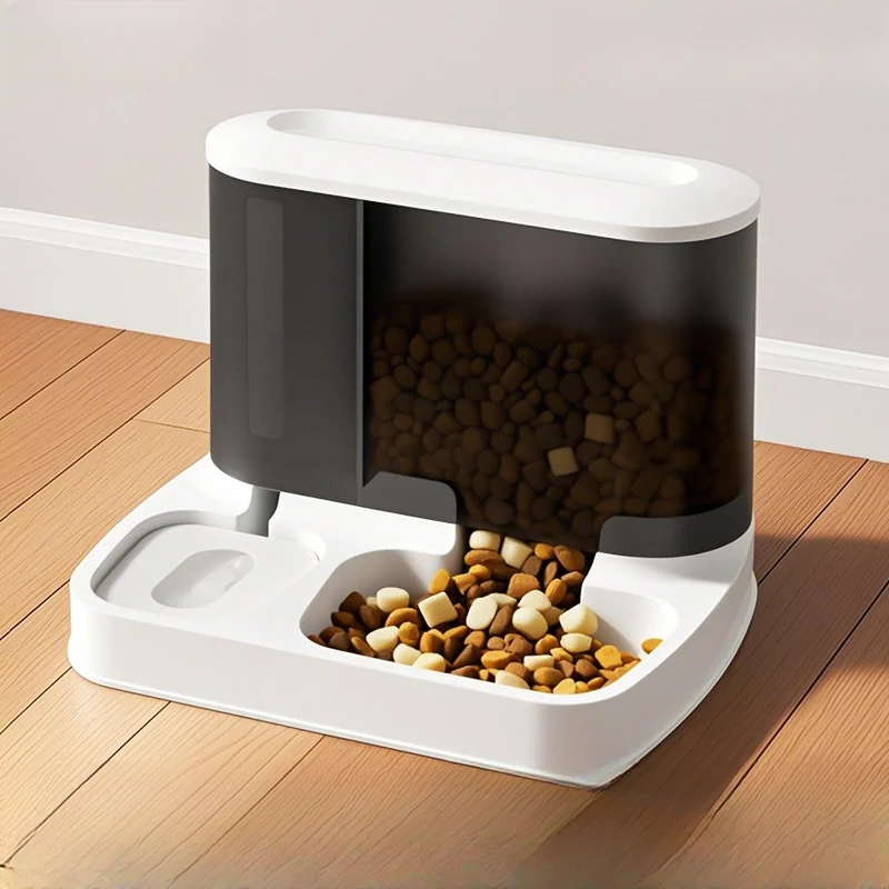 2025新款猫碗宠物自动喂食器饮水机可视双碗一体猫食盘狗狗碗食具