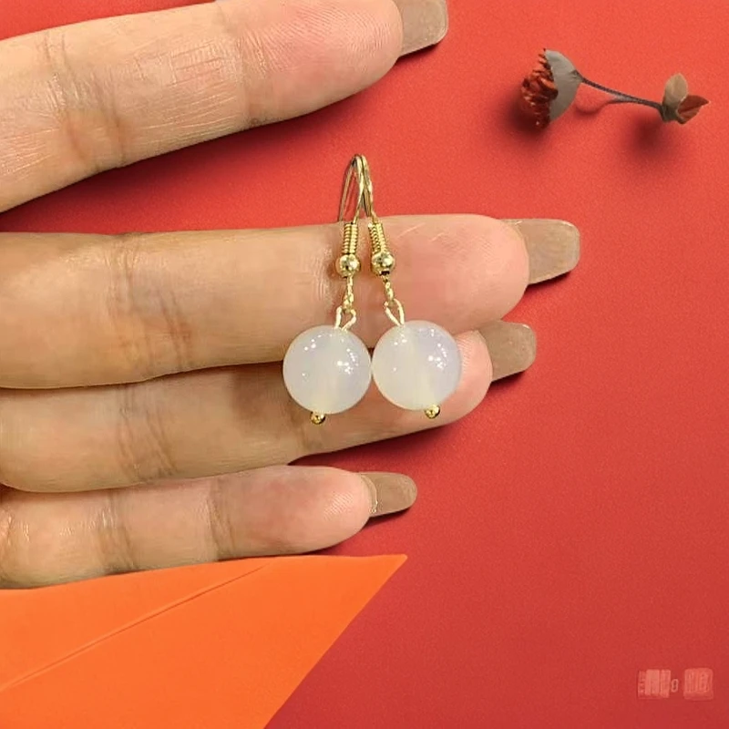 纯天然白月光圆珠长款耳饰多样发一